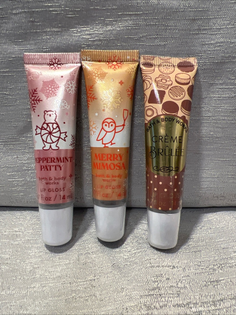 Bath & Body Works Pink, Gold & Brown Holiday Lip Gloss Trio
